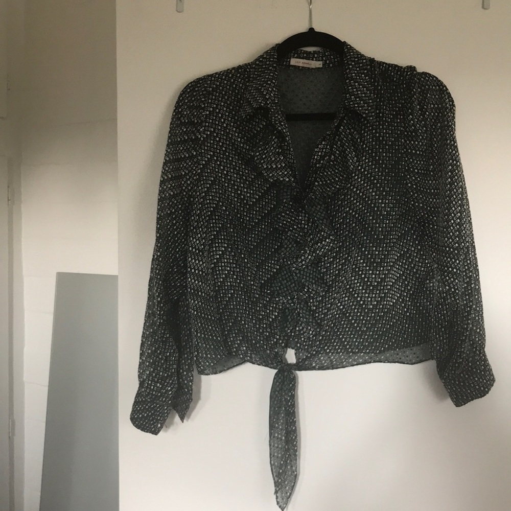 Lily Ashwell Sheer Green Pattern Blouse